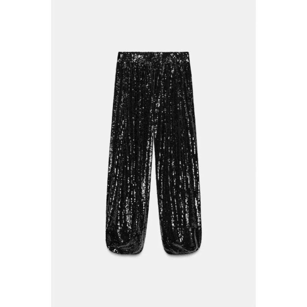 ZARA ZW COLLECTION LIMITED EDITION SEQUIN PANTS - Picture 7 of 9
